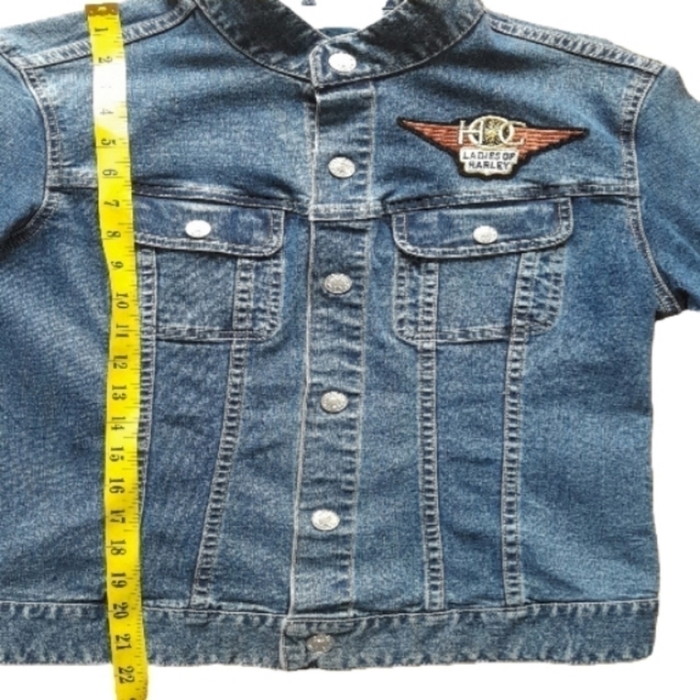 Tommy Hilfiger Jean Jacket Harley Patch Women's M Snap Up Stretch Denim Stretch - Picture 12 of 15